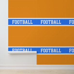 FOOTBALL Bold Bright Blue White Stripes On Orange Wallpaper