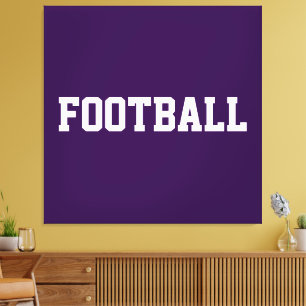 FOOTBALL Bold Sporty White Text On Bold Purple Canvas Print