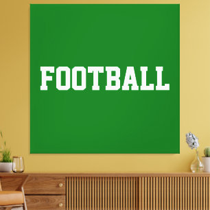 FOOTBALL Bold Sporty White Text On Bright Green Canvas Print