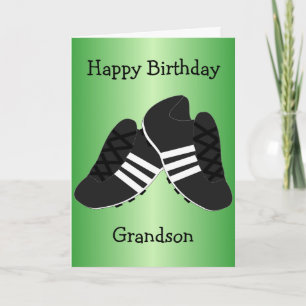 Football Boots Personalised Grandson Birthday Card