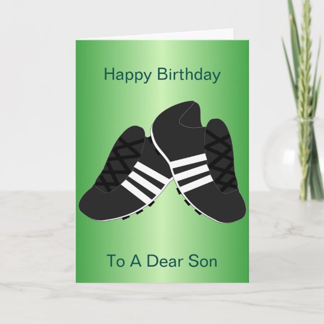 Football Boots Personalised Son Birthday Card (Front)