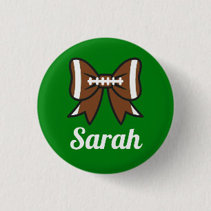 Football Bow Cheer Cheerleader 3 Cm Round Badge