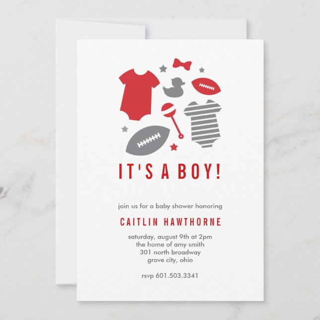 Football Boy Baby Shower Invitation (Front)