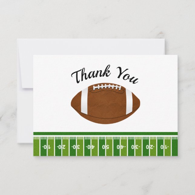 Football Boy Birthday Party Thank You Card (Front)