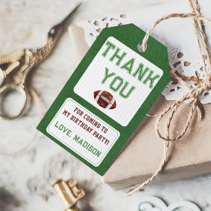 Football Boy Birthday Thank You Gift Tags