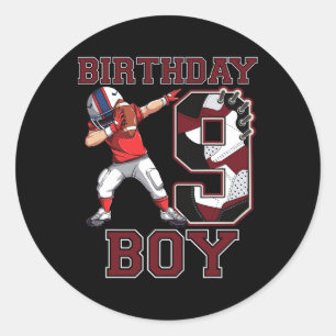 Football Boy Dabbing 9th Birthday Love Sneakers 9  Classic Round Sticker