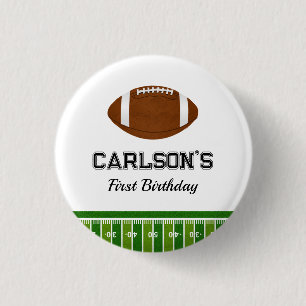 Football Boy First Birthday Party 3 Cm Round Badge