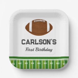 Football Boy First Birthday Party Paper Plate
