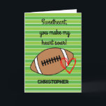 Football Boyfriend Birthday Card<br><div class="desc">A personalised football birthday card for him featuring a football and heart on the front with a place for you to add their name. The inside card message has a football pun birthday message,  which can also be personalised if wanted. A unique football birthday card especially for football lovers!</div>