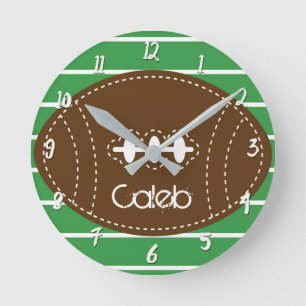 Football Boys Nursery Room Personalised Custom Round Clock