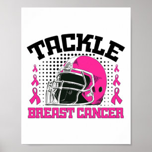 Football Breast Cancer Awareness Pink Ribbon Boys Poster