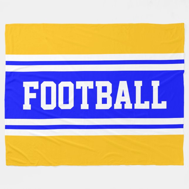 FOOTBALL Bright Blue Yellow White Racing Stripes Fleece Blanket (Front (Horizontal))