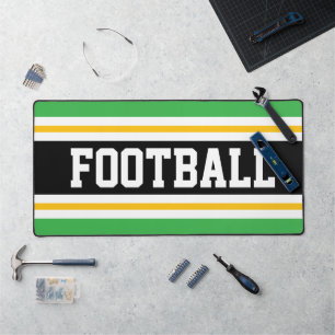 FOOTBALL Bright Green Black Yellow Racing Stripes Desk Mat