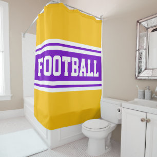 FOOTBALL Bright Purple White Orange Racing Stripes Shower Curtain