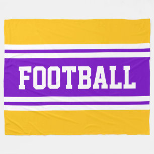 FOOTBALL Bright Purple Yellow White Racing Stripes Fleece Blanket
