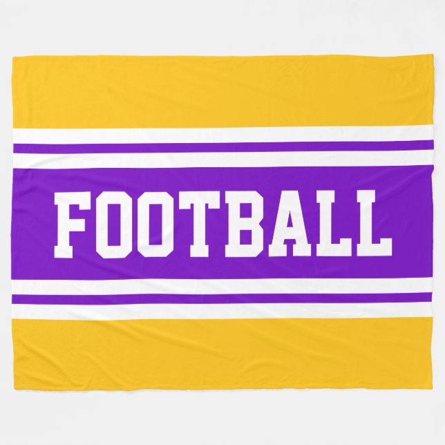 FOOTBALL Bright Purple Yellow White Racing Stripes Fleece Blanket (Front (Horizontal))