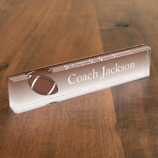 Football brown white fade desk nameplate