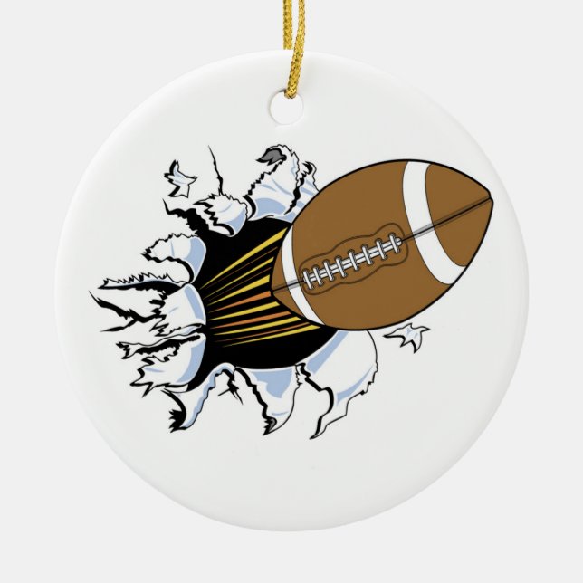 Football Burst T-shirts and Gifts Ceramic Tree Decoration (Front)