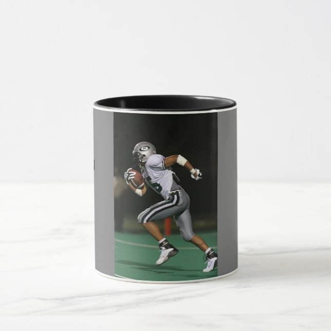 FOOTBALL "but coffee first mug" black/grey mug. Mug (Center)