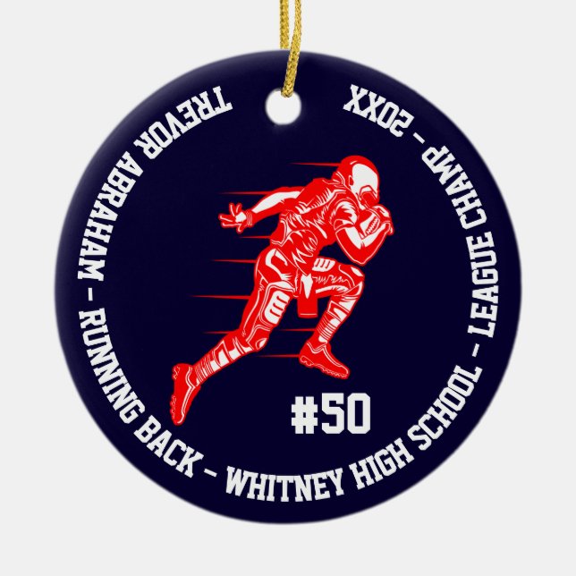 Football Champion Player School Ceramic Tree Decoration (Front)