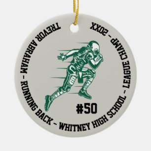 Football Champion Player School Green Black Gray Ceramic Tree Decoration