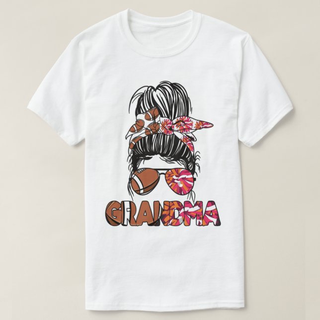 Football Cheer Grandma Cheerleader Football Player T-Shirt (Design Front)
