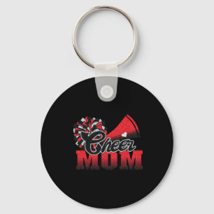 Football Cheer Mum Red Black Pom Leopard 1 Key Ring