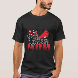 Football Cheer Mum Red Black Pom Leopard 1 T-Shirt