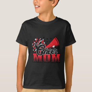 Football Cheer Mum Red Black Pom Leopard 1 T-Shirt