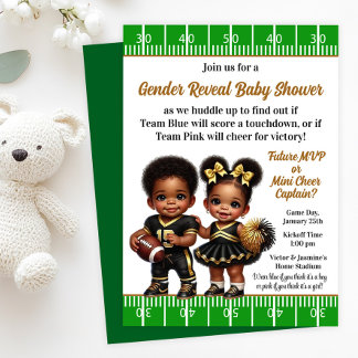 Football Cheerleader Gender Reveal Party Invitation
