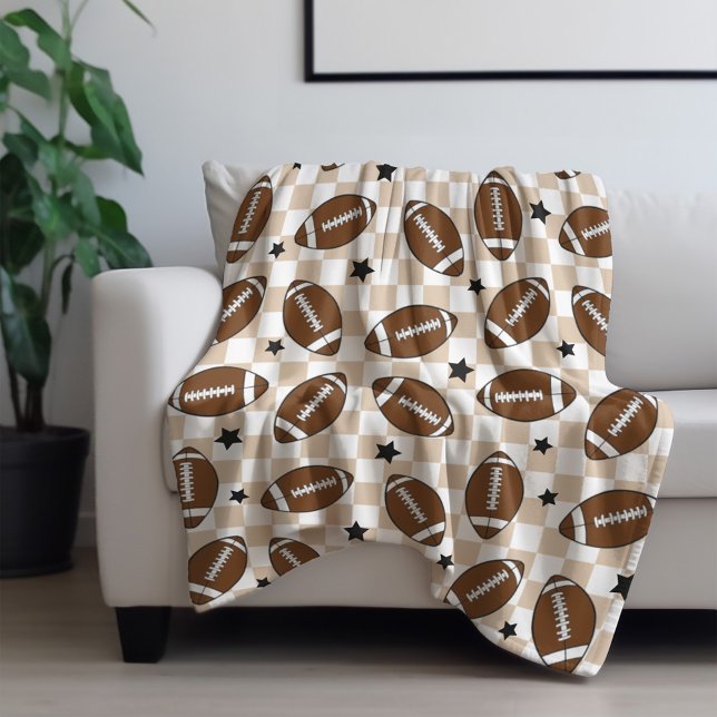Football Chequered Sports Patterned Fleece Blanket (Creator Uploaded)