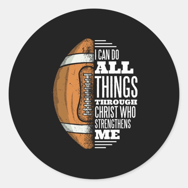 Football Christ Strength Faith Jesus Classic Round Sticker (Front)