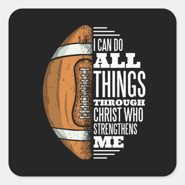 Football Christ Strength Faith Jesus Square Sticker (Front)