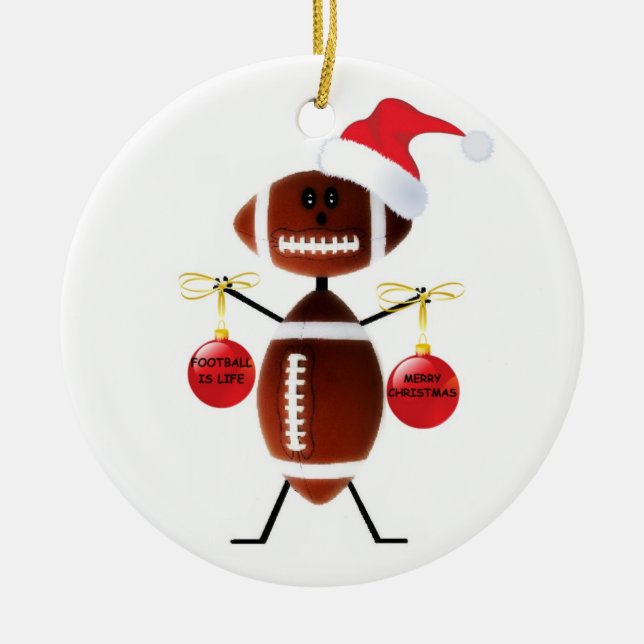 Football Christmas Ceramic Tree Decoration (Front)