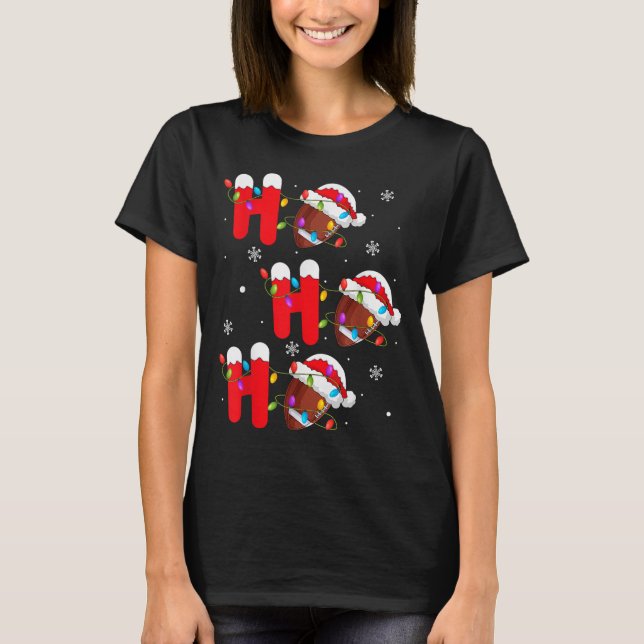 Football Christmas Ho Ho Ho Santa Srts Player Funn T-Shirt (Front)
