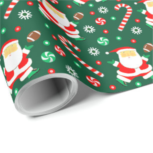 Football Christmas Holiday Gift Wrapping Paper