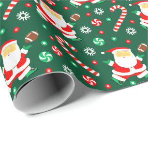 Football Christmas Holiday Gift Wrapping Paper