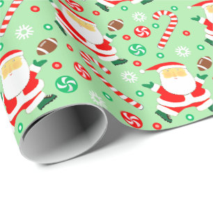 Football Christmas Holiday Gift Wrapping Paper