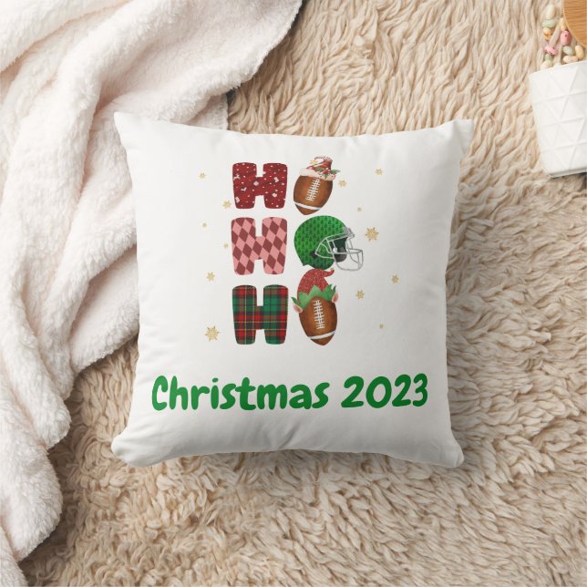 Football Christmas Holiday Ho Ho Ho Cushion (Blanket)