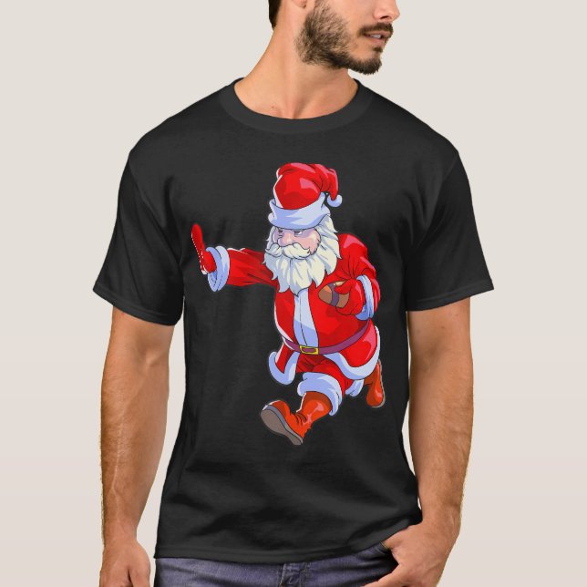Football Christmas Men Boys Football Santa Claus T-Shirt (Front)
