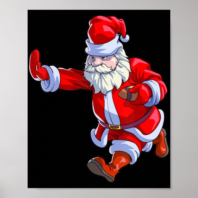 Football Christmas  Men Kids Boys Football Santa C Poster (Front)