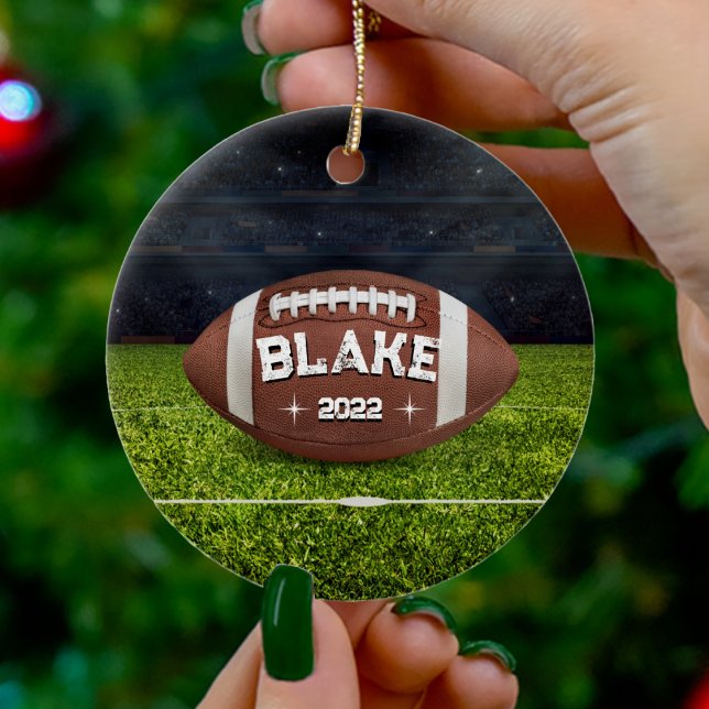 Football Christmas Ornament for Men & Boys (american football field round Christmas ornament)