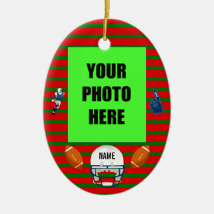 Football Christmas Photo Ceramic Tree Decoration