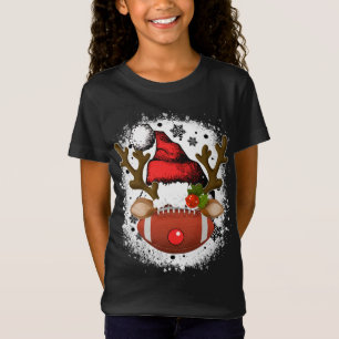 Football Christmas Reindeer with Santa Hat Funny X T-Shirt