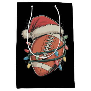 Football Christmas Santa Hat Holiday Sports Medium Gift Bag