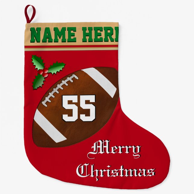 Football Christmas Stocking Name, Number, Monogram (Front)