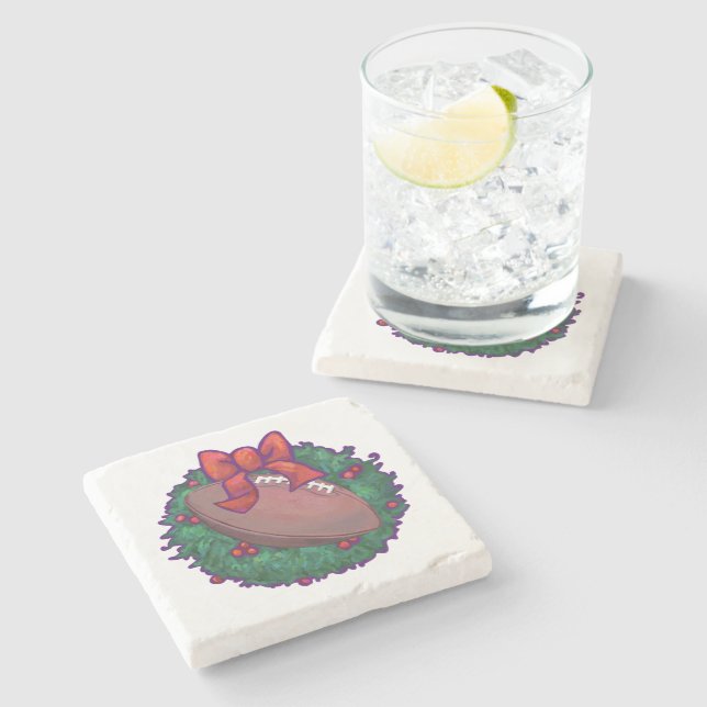Football Christmas Stone Coaster (Side)