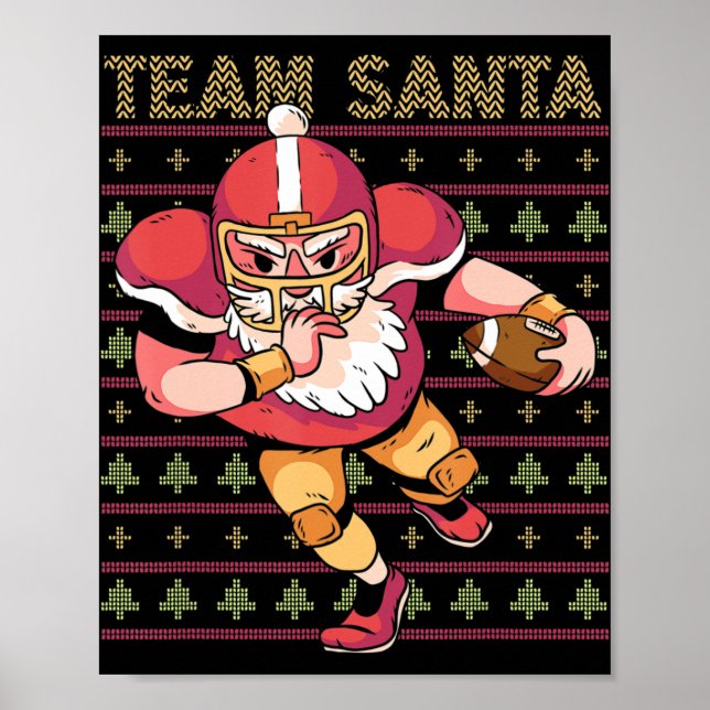 Football Christmas Team Santa  Poster (Front)