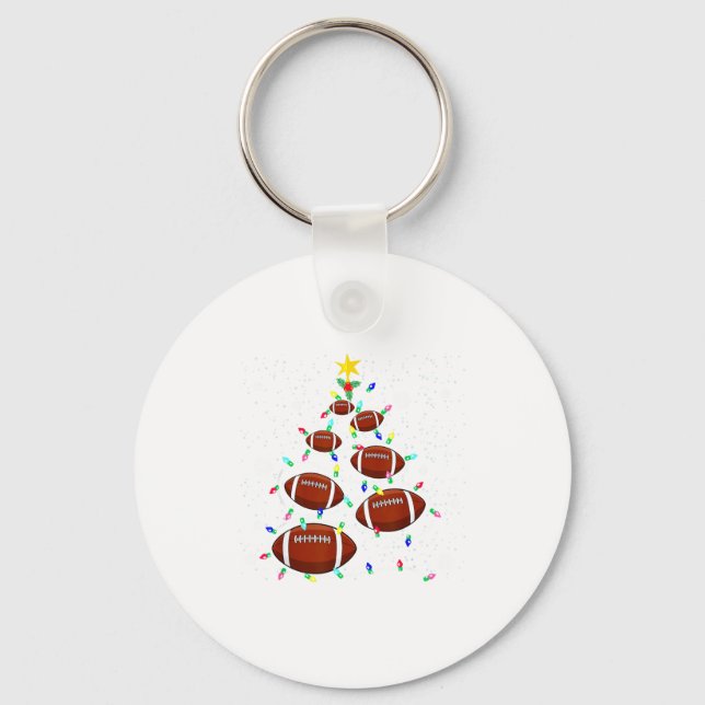 Football Christmas Tree Light Xmas Football Boys G Key Ring (Front)