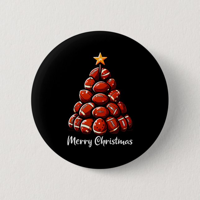 Football Christmas Tree Lights Funny Football Play 6 Cm Round Badge (Front)